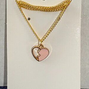 Half Pink Heart Necklace